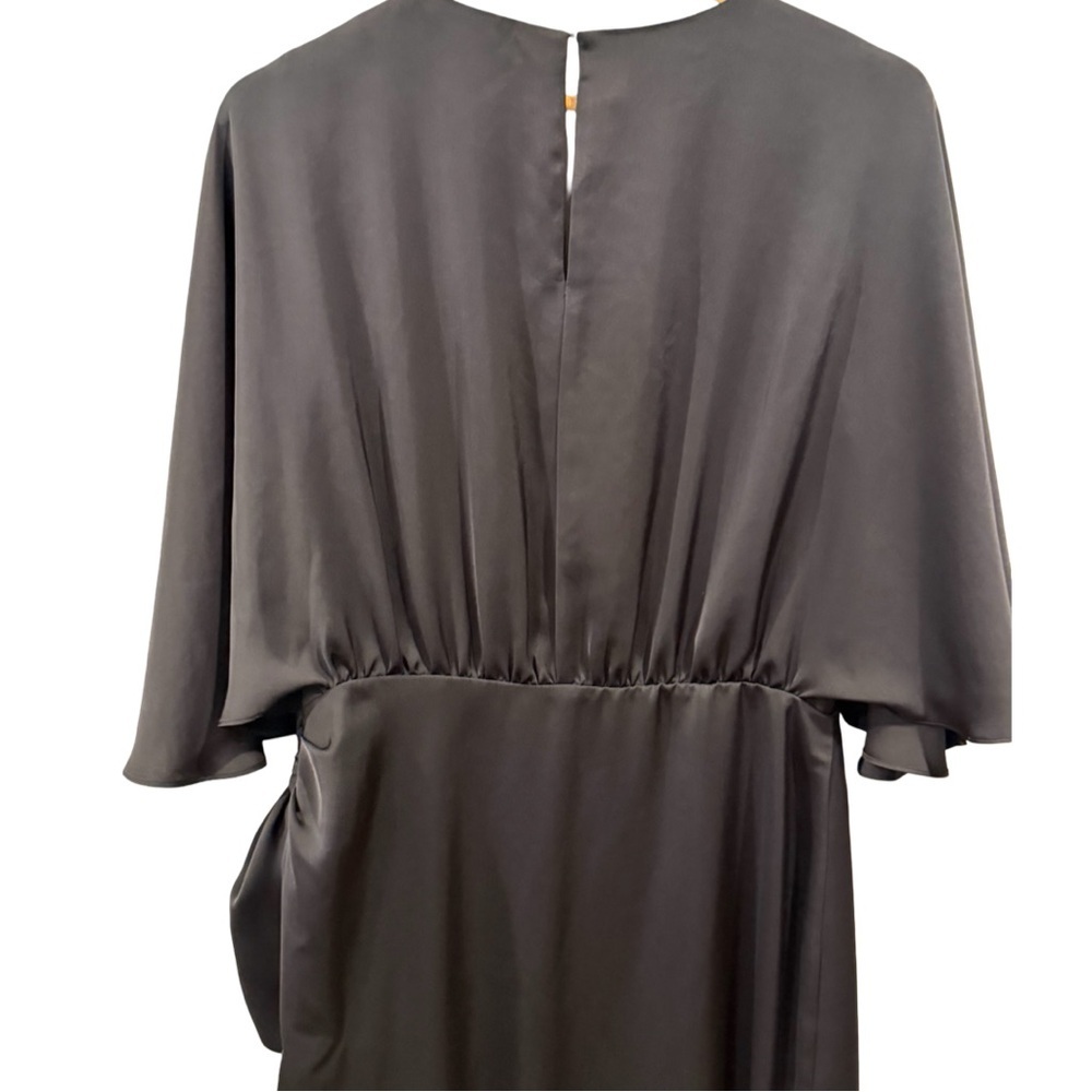 Ramy Brook Alexis wrap mini dress in black satin Womens 12 Like new - Picture 6 of 10